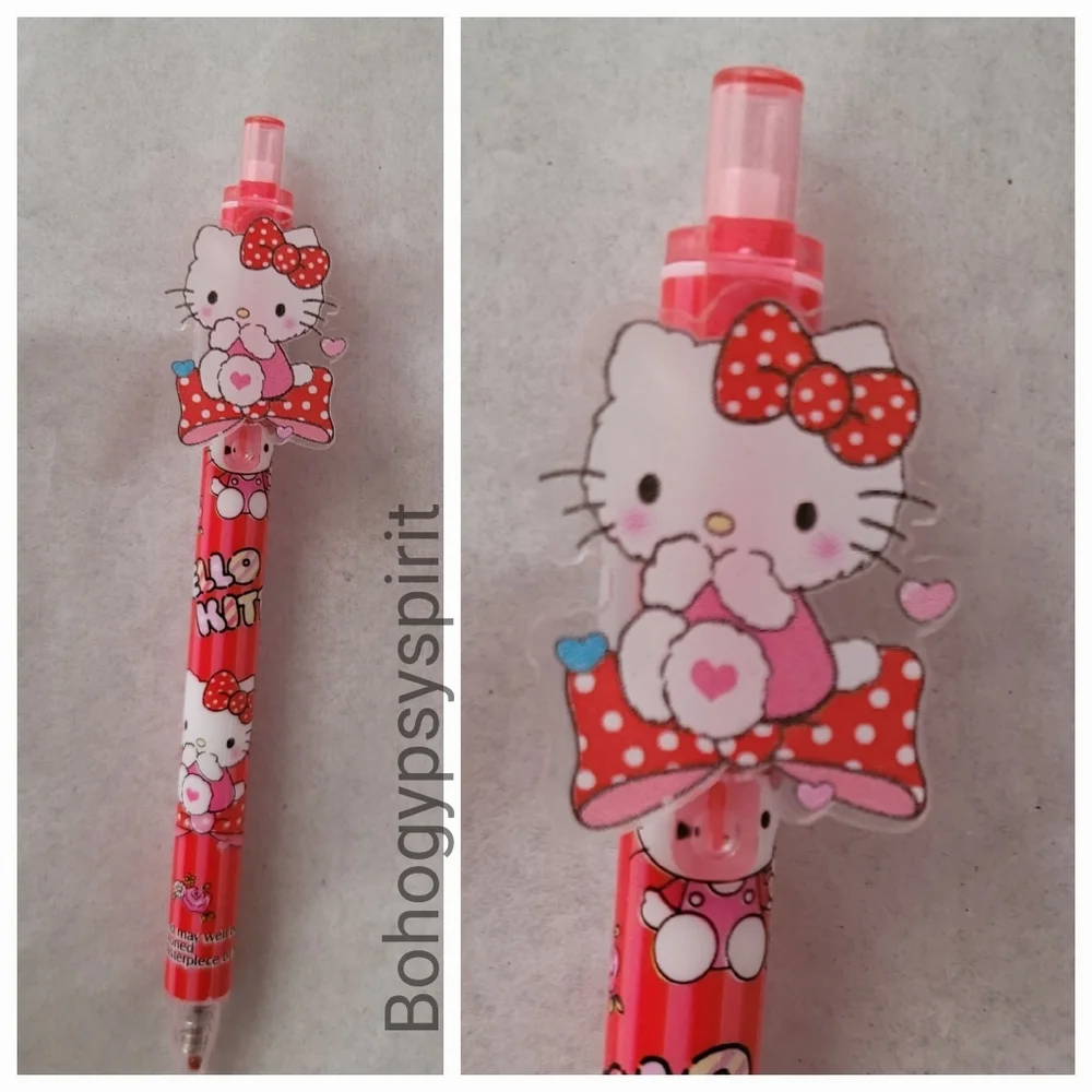 Set of 6 - Sanrio Hello Kitty Kawaii Acrylic Charm Ballpoint Pens